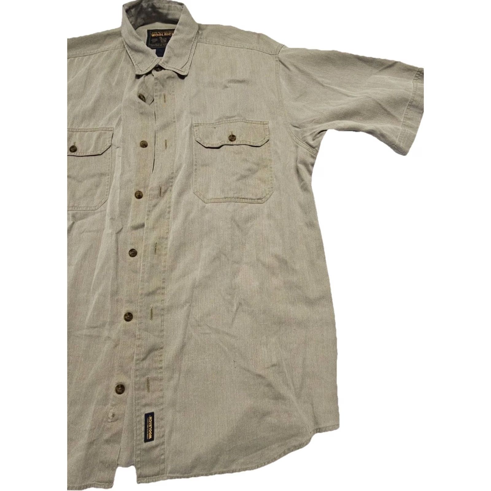 Vintage Woolrich Shirt Mens M Short Sleeve Button Up Outdoor Khaki Cotton Utility Size US M / EU 48-50 / 2 - 4 Thumbnail
