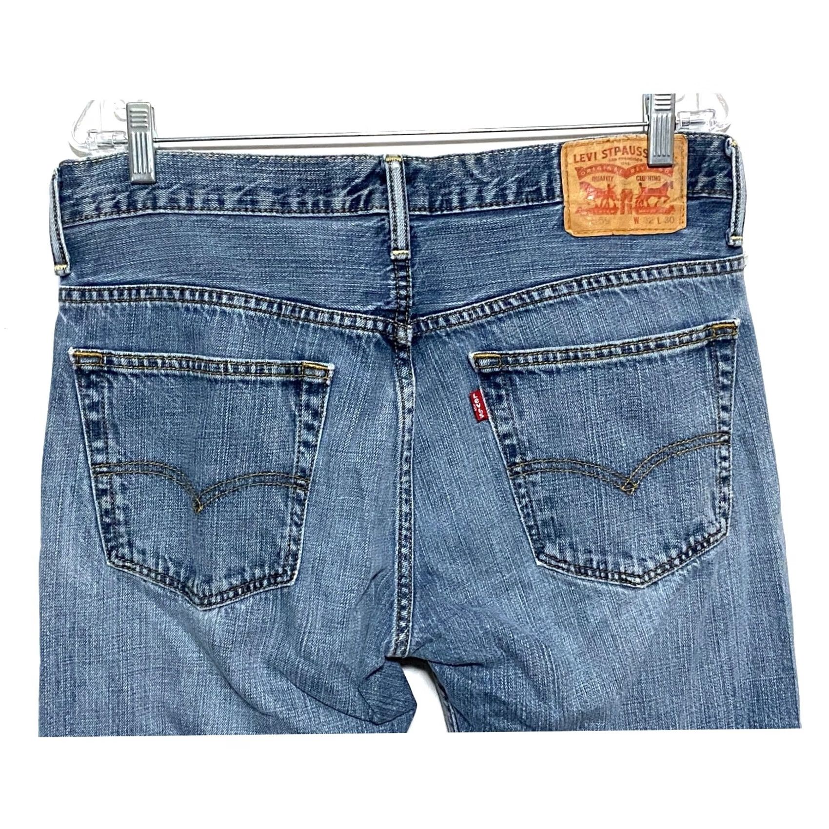 Levi's Levi's 569 Loose Fit Straight Jeans Mens 33x27.5 Distressed Ripped Grunge Y2K Jeans Men Denim Blue 5-Pocket Size US 32 / EU 48 - 3 Thumbnail