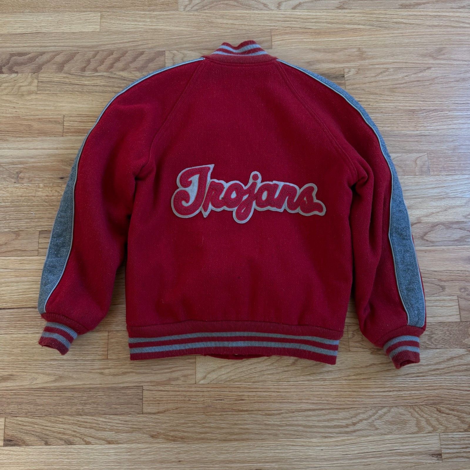 RRL Ralph Lauren Vintage 1960's Trojans Varsity Wool Jacket Red Size US M / EU 48-50 / 2 - 2 Thumbnail