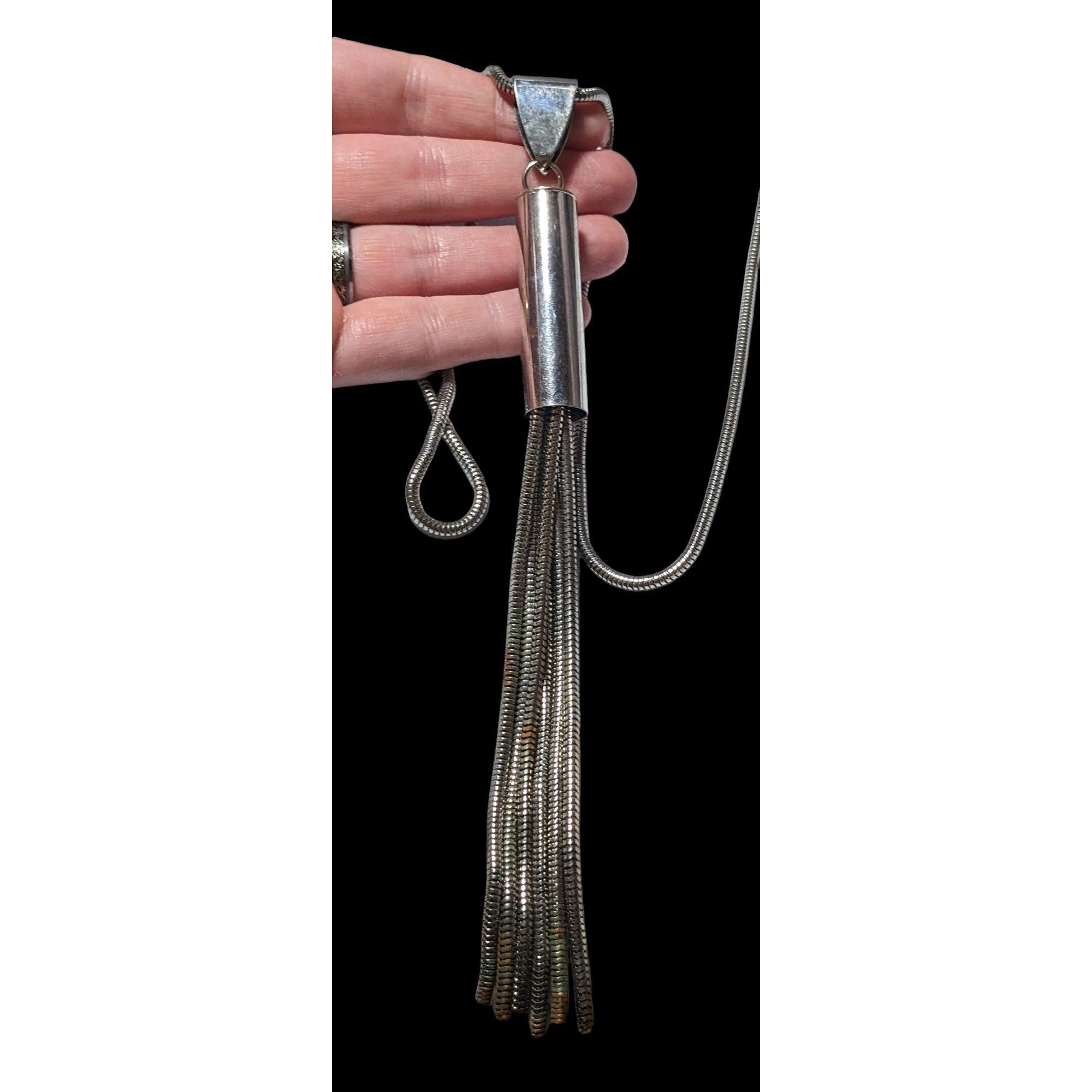 Other Large Modern Silver Chain Tassel Necklace Size ONE SIZE - 2 Thumbnail
