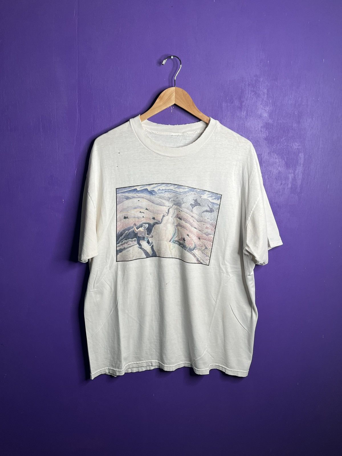 Vintage Vintage 90s Desert mountains road guy art t-shirt Size US XL / EU 56 / 4 - 1 Thumbnail