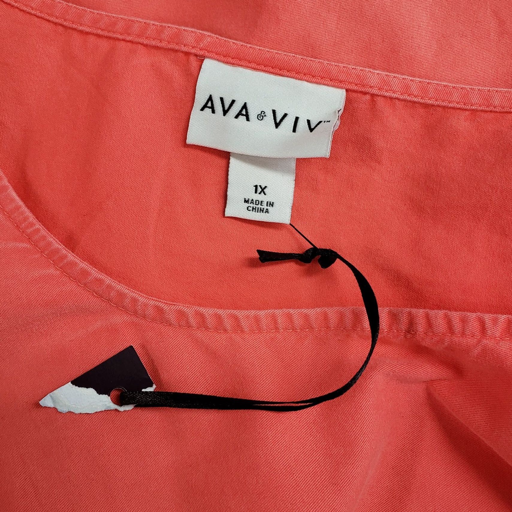 Vintage Ava & Viv Womens Top 1X Pink 3/4 Sleeve Scoop Neck Cotton Blouse Size XL / US 12-14 / IT 48-50 - 6 Thumbnail