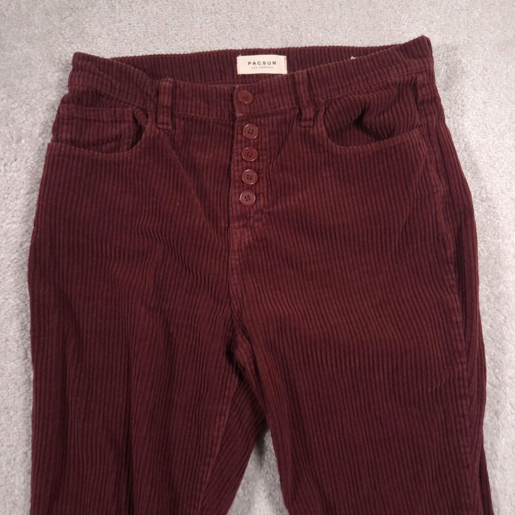 Pacsun VINTAGE PacSun Pants Womens 30 Red Corduroy High Rise Button Fly Ankle Tapered Size 30" / US 8 / IT 44 - 3 Thumbnail