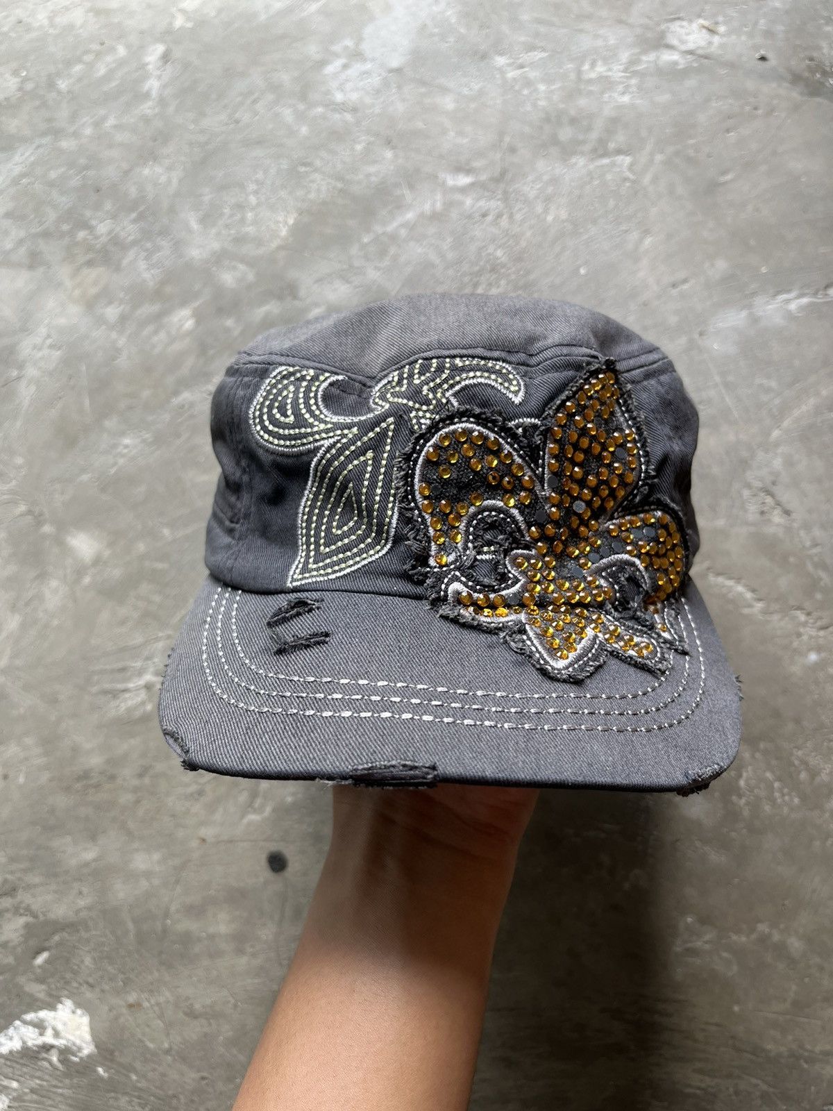 Hysteric Glamour × Japanese Brand × Le Grande Bleu (L.G.B.) Y2K DISTRESSED CADET HAT SAMPLE Size ONE SIZE - 7 Thumbnail