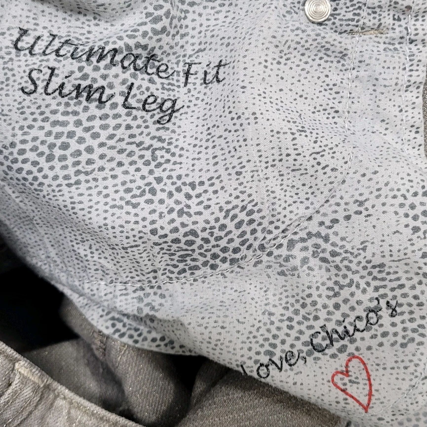 Vintage Chico's Jeans Slim Leg Mid Rise 3 US 16 Platinum Shimmer Ultimate Fit (36x29) Size 26" / US 2 / IT 38 - 4 Thumbnail