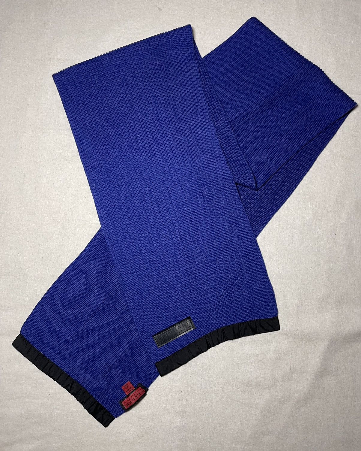 Vintage Burberry blue knit wool scarf Size ONE SIZE - 5 Thumbnail