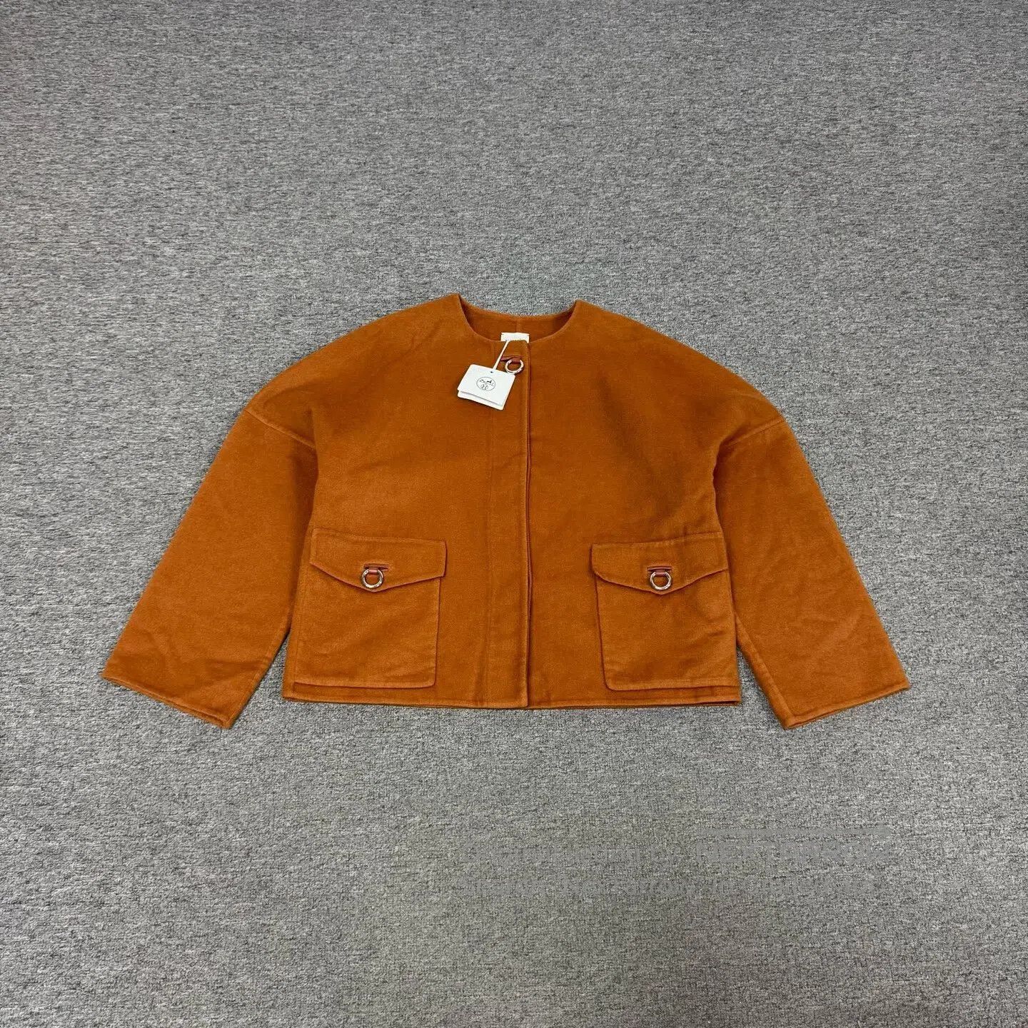 Hermes Hermes Caramel-colored, round-necked, short cashmere coat| Size M / US 6-8 / IT 42-44 - 1 Thumbnail