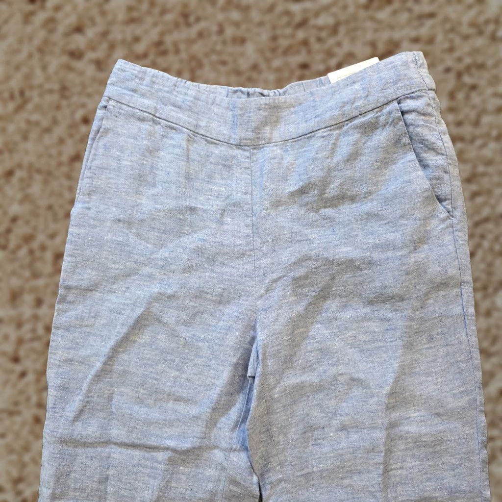 Vintage Chico's Pants Womens Size 6 Blue Linen Straight Leg Cropped Embroidered Casual Shirt? Size 28" / US 6 / IT 42 - 1 Thumbnail
