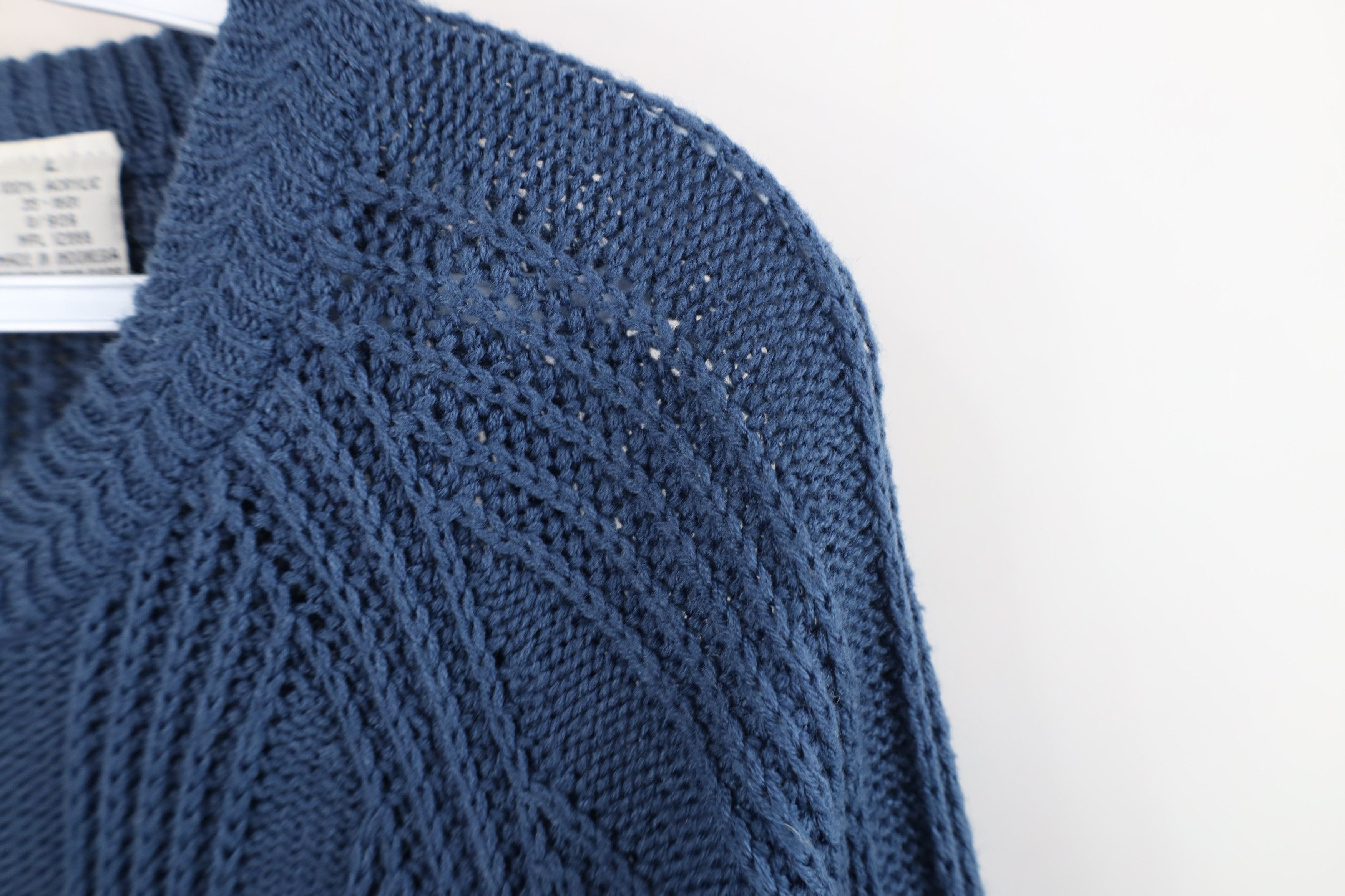 Vintage Vintage 90s Streetwear Ribbed Knit Crewneck Sweater Blue Size US L / EU 52-54 / 3 - 7 Thumbnail