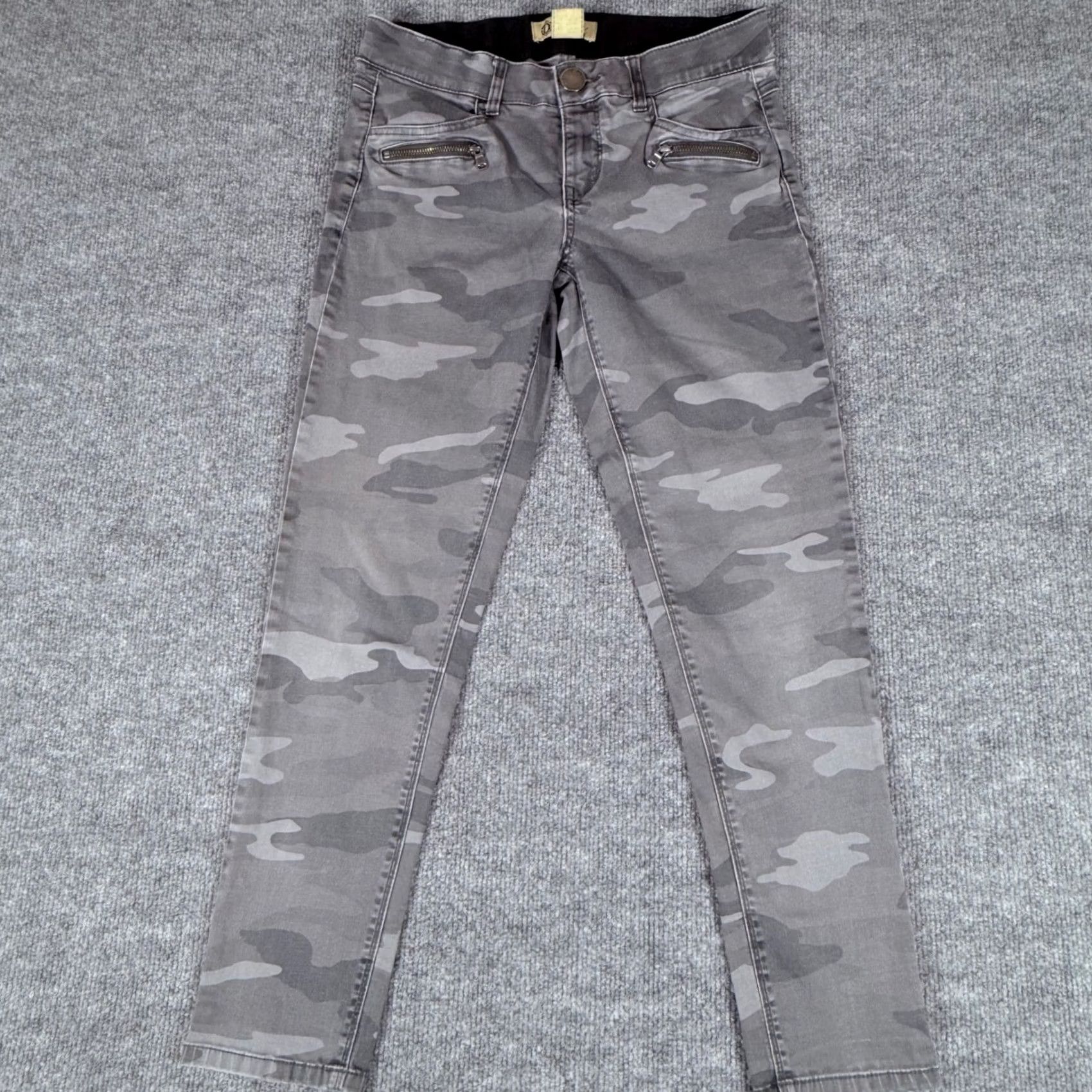 Vintage Democracy Ab Solution Camo Gray Skinny Ankle Zip Women's Pants Size 6 Slimming Size 28" / US 6 / IT 42 - 2 Thumbnail