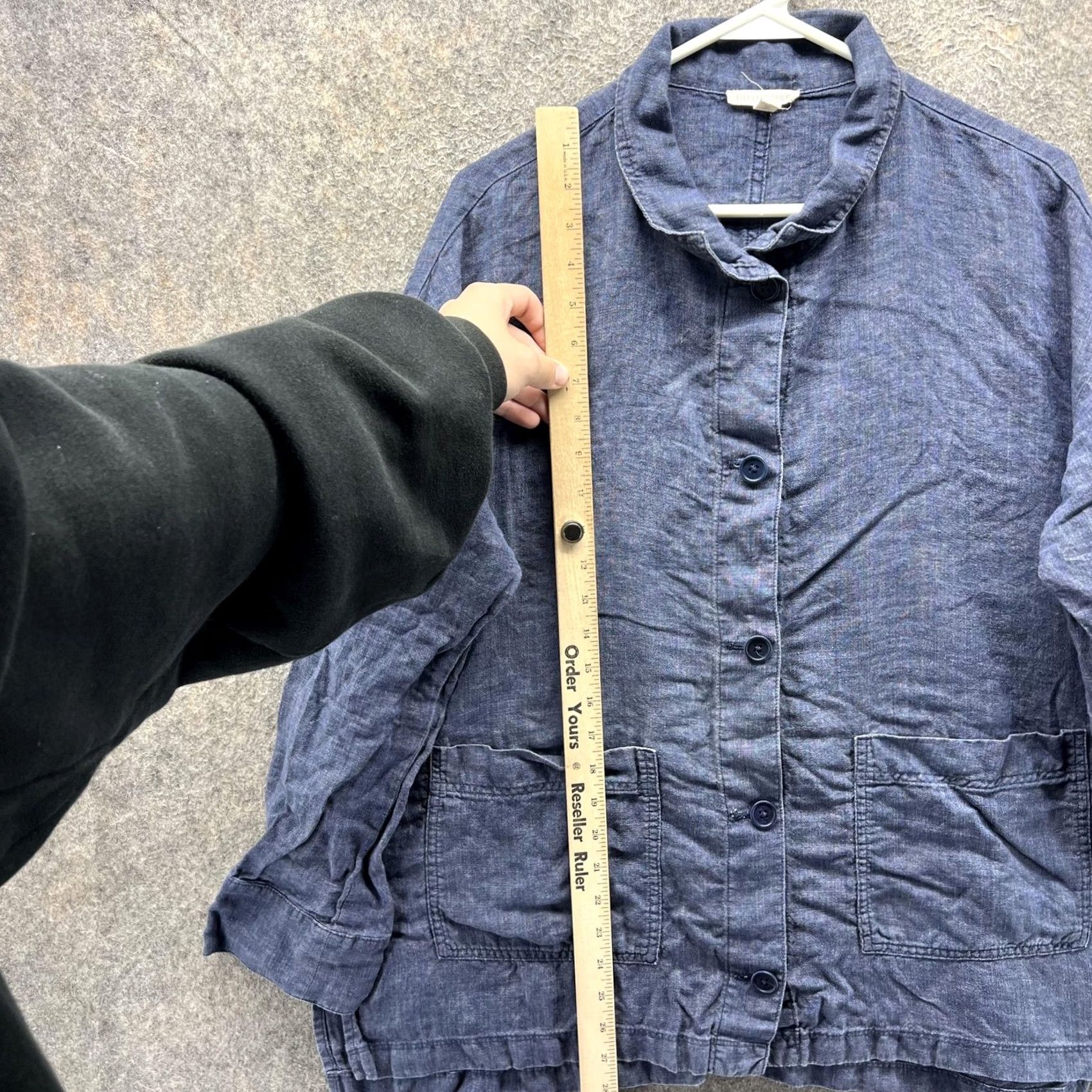Eileen Fisher Eileen Fisher Jacket Womens S Blue Organic Linen Button Front Pockets Topper Size S / US 4 / IT 40 - 4 Thumbnail