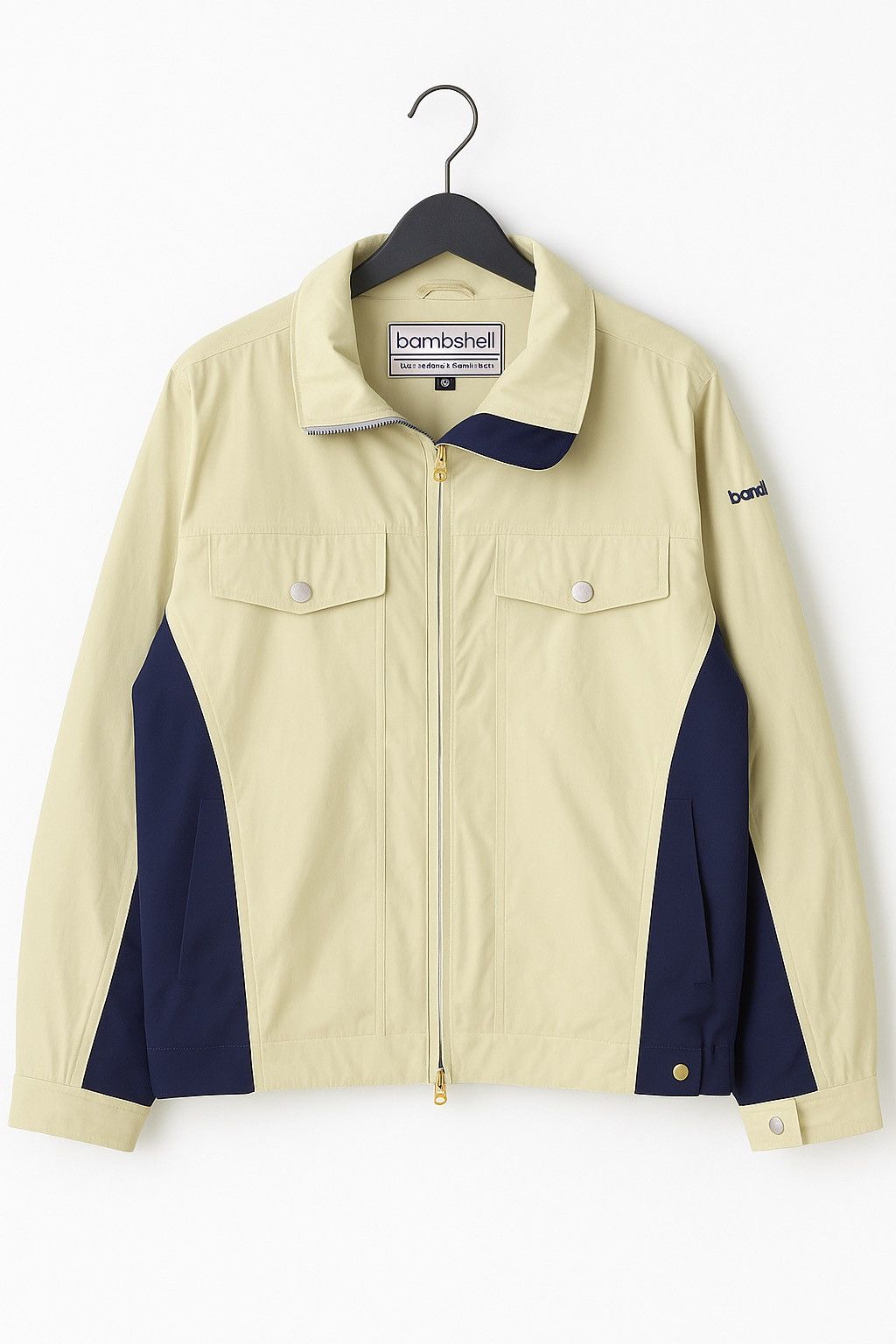 Japanese Brand Vintage Bombshell Shewear for Riders Beige Navy Windbreaker Size US M / EU 48-50 / 2 - 1 Thumbnail