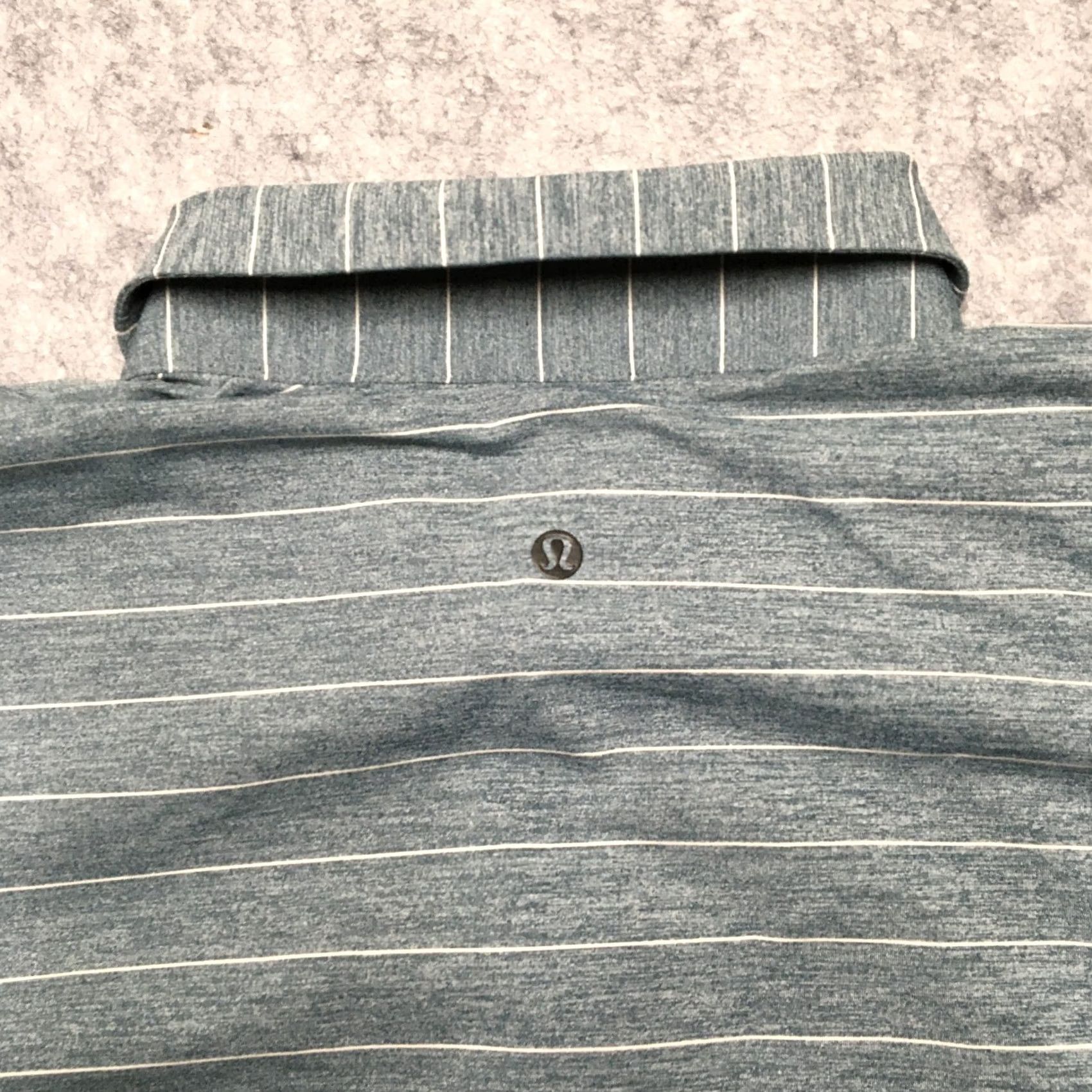 Lululemon Lululemon Polo Shirt Mens XL Blue Striped Performance Golf Heavy Woven Short Sleeve Folded Collar Polo Size US XL / EU 56 / 4 - 6 Thumbnail
