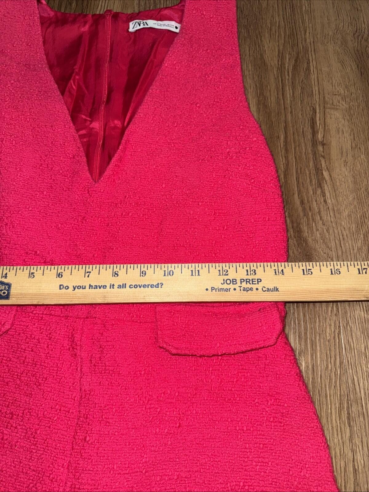 Zara Zara Hot Pink Tweed Textured Weave Romper EUC Size Small Size 28" / US 6 / IT 42 - 6 Thumbnail