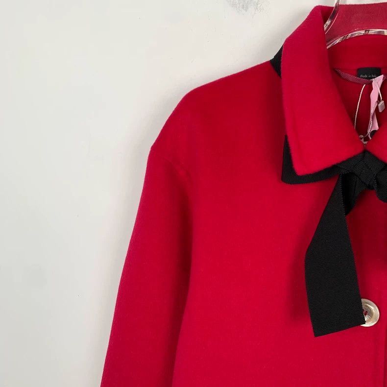 Gucci GucciRed bow wool lapel single-breasted coat 2503-Nextarrow Size XS / US 0-2 / IT 36-38 - 3 Thumbnail