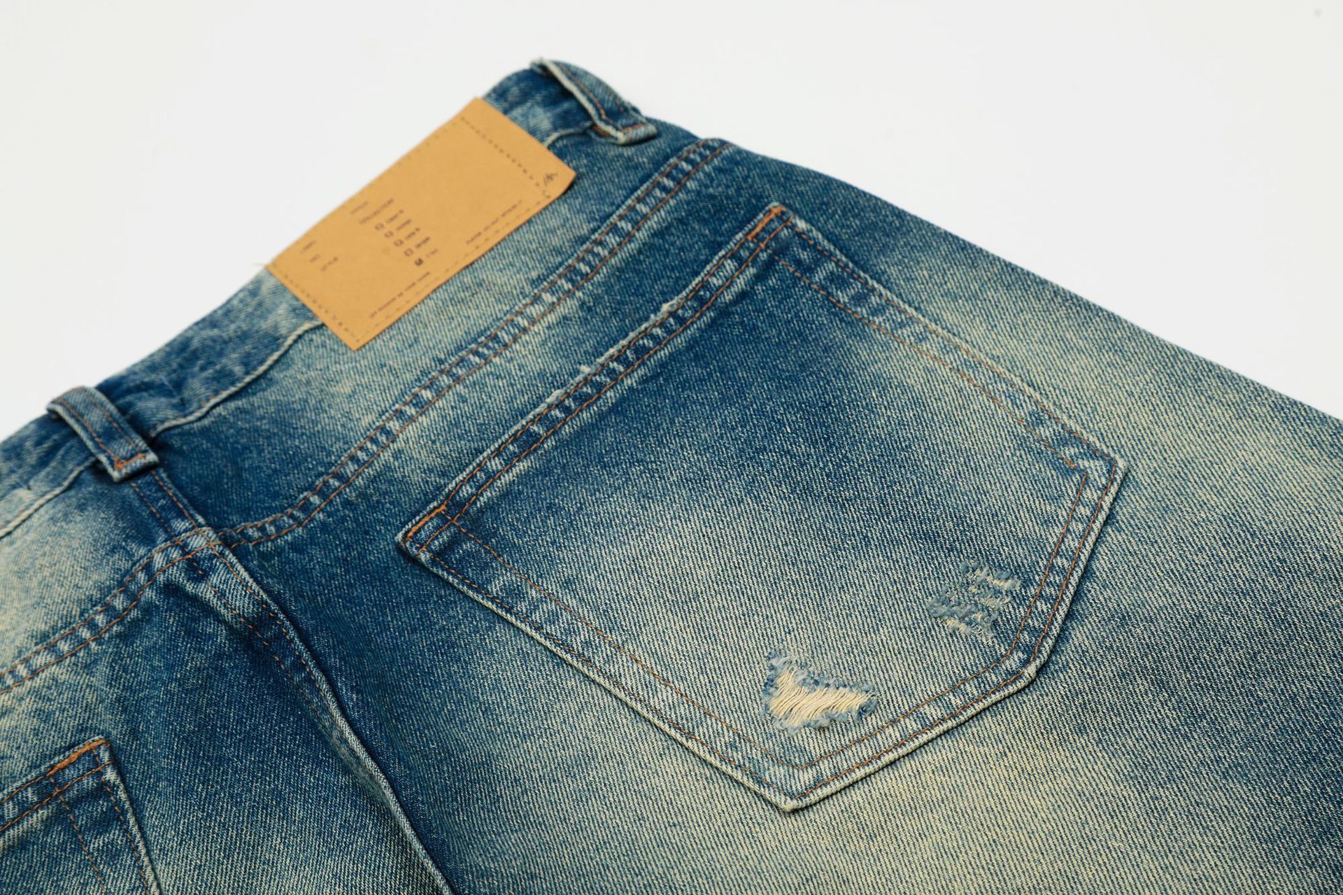 Jean Men's gradient loose straight casual washed ripped jeans Size US 32 / EU 48 - 5 Thumbnail