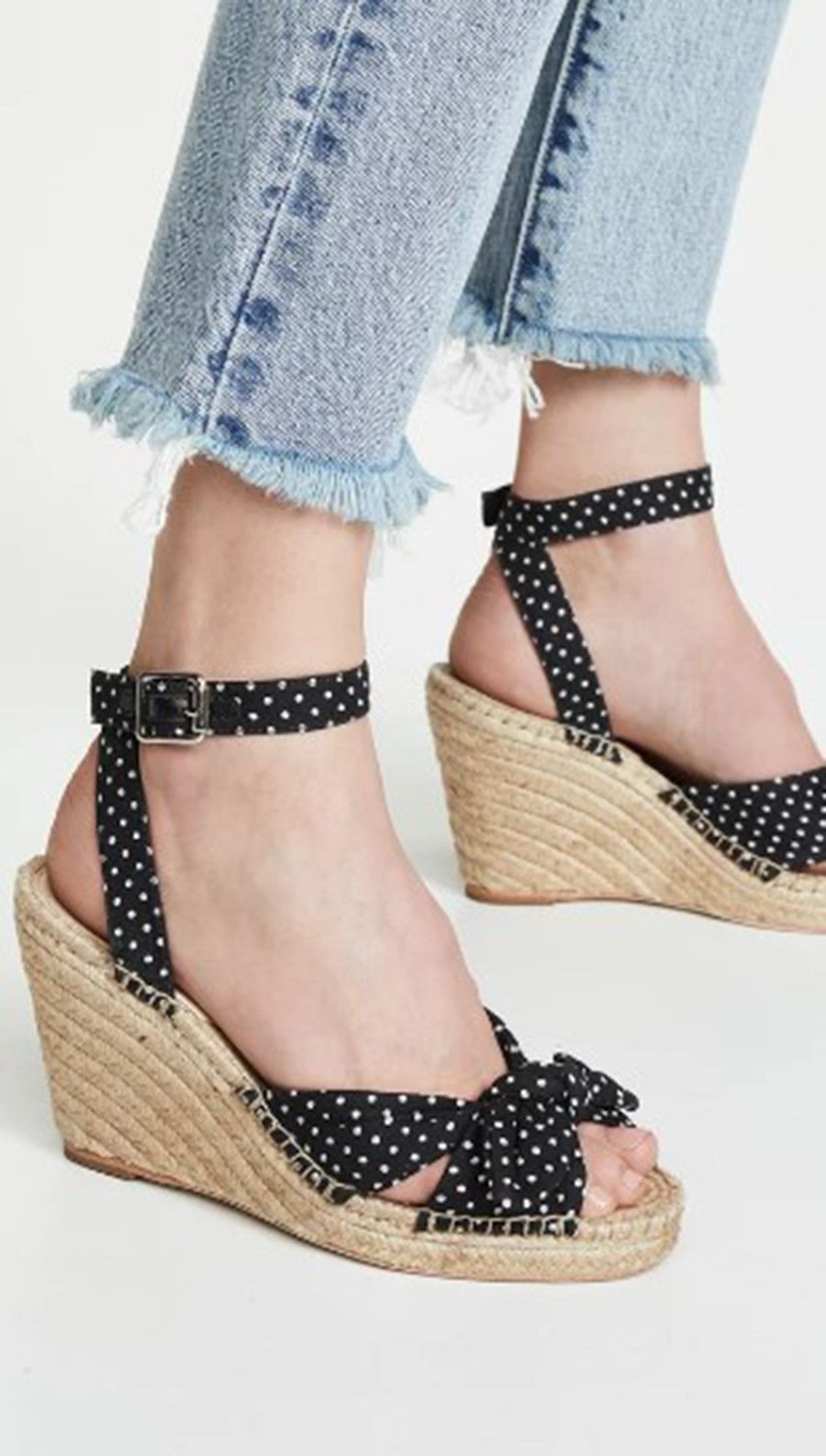 Loeffler Randall 'tessa" Wedge Espadrille Sandals (11 Us) in Black, Women's Product Image