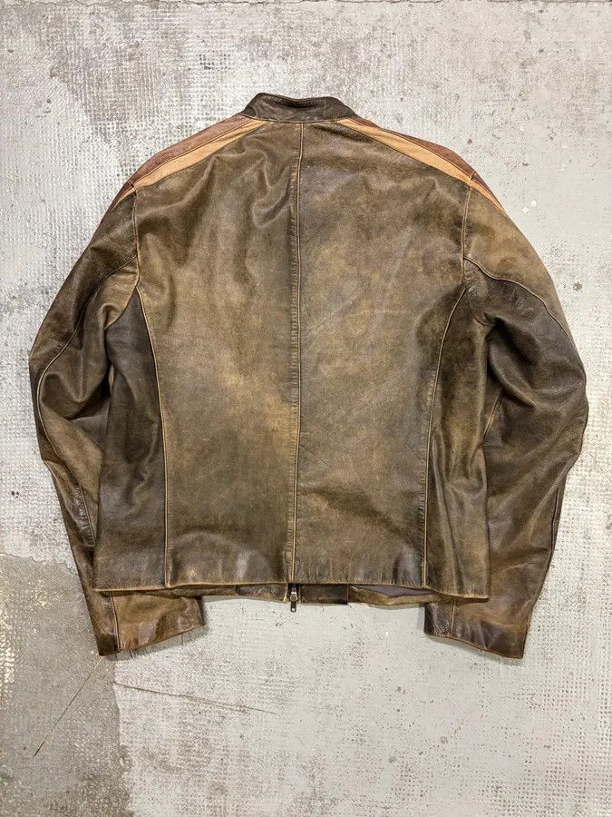 Kenzo Kenzo Brown Eroded Racer Leather Jacket Size US M / EU 48-50 / 2 - 5 Thumbnail