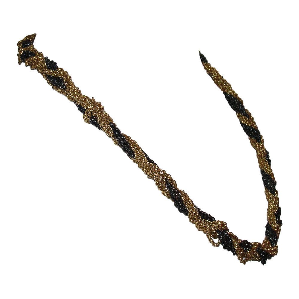 Yves Saint Laurent Yves Saint Laurent Black and Gold Woven Rope Necklace Size ONE SIZE - 2 Thumbnail