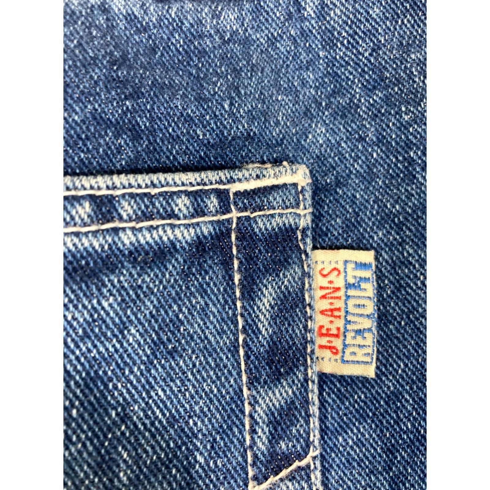 Denime Revolt Bootcut Womens Jeans 22 Blue Denim Striped Straight Leg Waistband Pockets Jeans 90s Womens (Plus) Blue Size 40" / US 18 - 6 Thumbnail