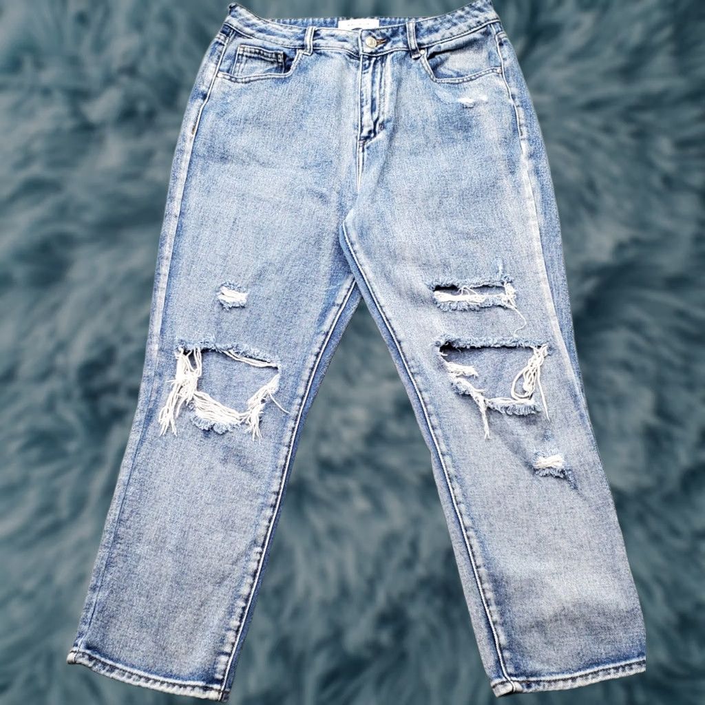 Pacsun PacSun Womens 30 Blue Denim Stretch Boho Distressed Mom Jeans Size 30" / US 8 / IT 44 - 1 Thumbnail