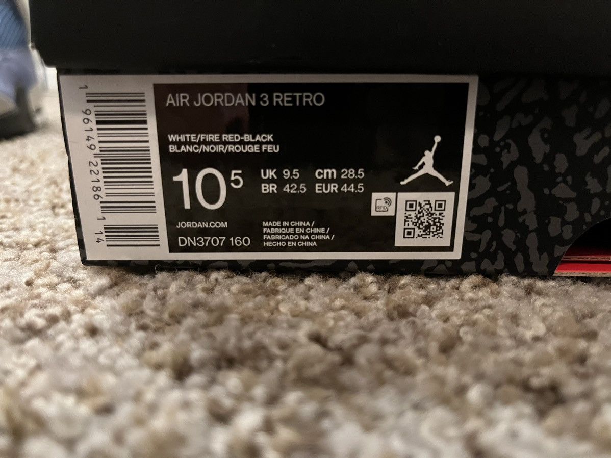 Jordan Brand Air Jordan 3 Retro Fire-Red Size US 10.5 / EU 43-44 - 7 Thumbnail