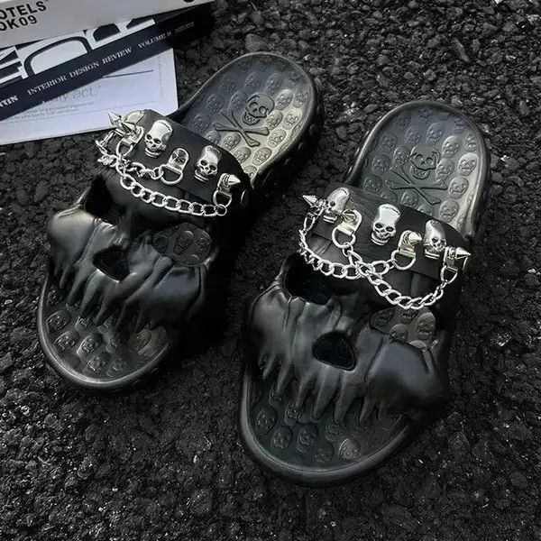 Designer Skull Monster Slippers. Size US 12 / EU 45 - 2 Thumbnail