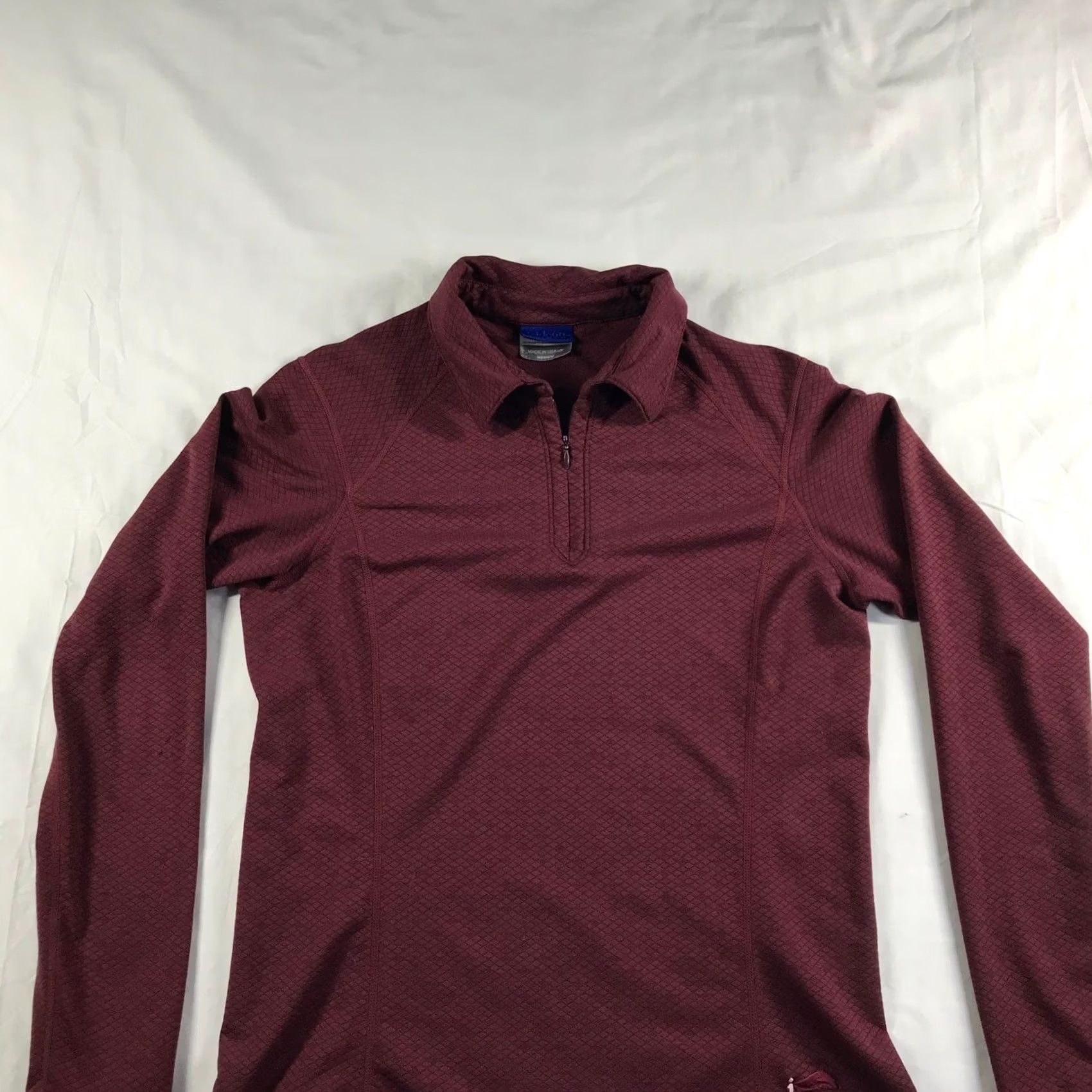 Vintage Irideon Riding Wear Womens Medium Burgundy Diamond Texture Quarter Zip Pullover Size M / US 6-8 / IT 42-44 - 7 Thumbnail
