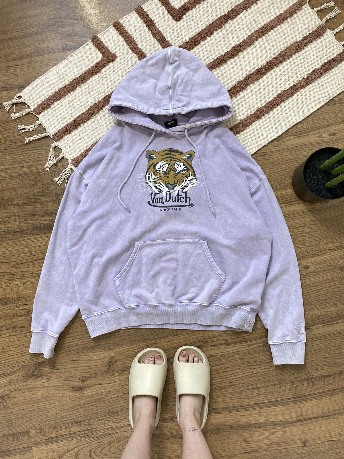 Streetwear Vintage Von Dutch VON DUTCH WASHED PURPLE TIGER HOODIE Grailed