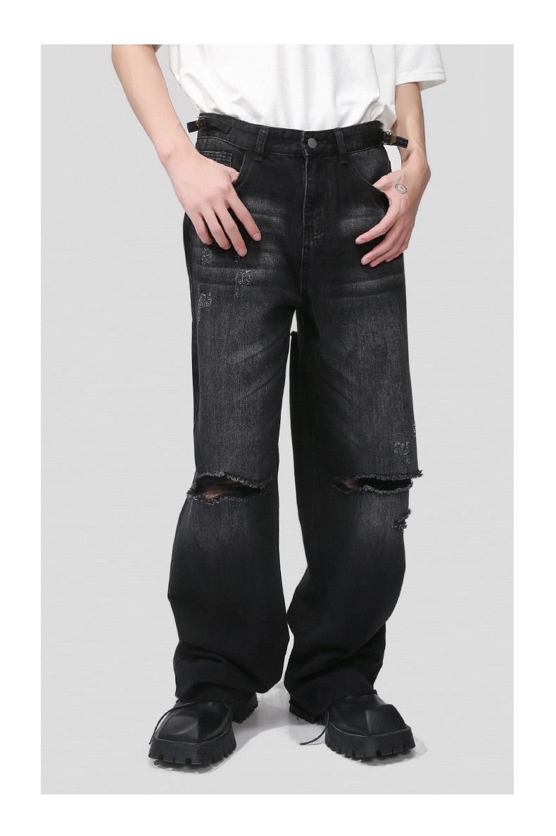 Japanese Brand American retro men's washed ripped jeans Size US 32 / EU 48 - 1 Thumbnail