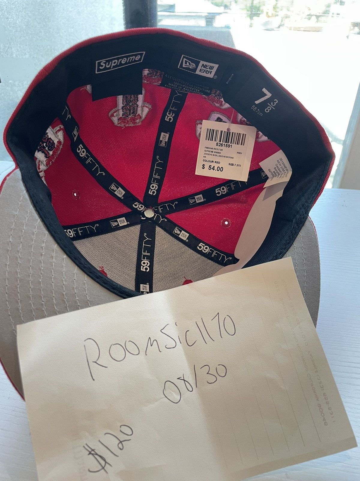 New Era × Supreme Jerseys Box Logo New Era® Red 7 3/8 Size 38 - 4 Thumbnail
