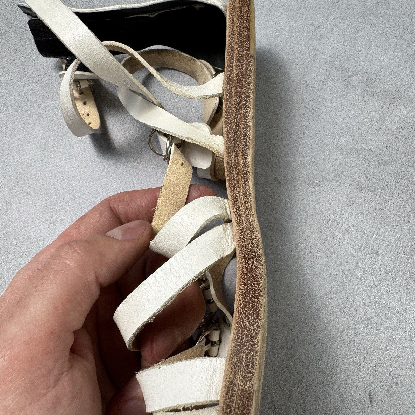 Balenciaga Balenciaga Bickle White Leather Gladiator Ankle Sandals 37 Size US 7 / IT 37 - 7 Thumbnail