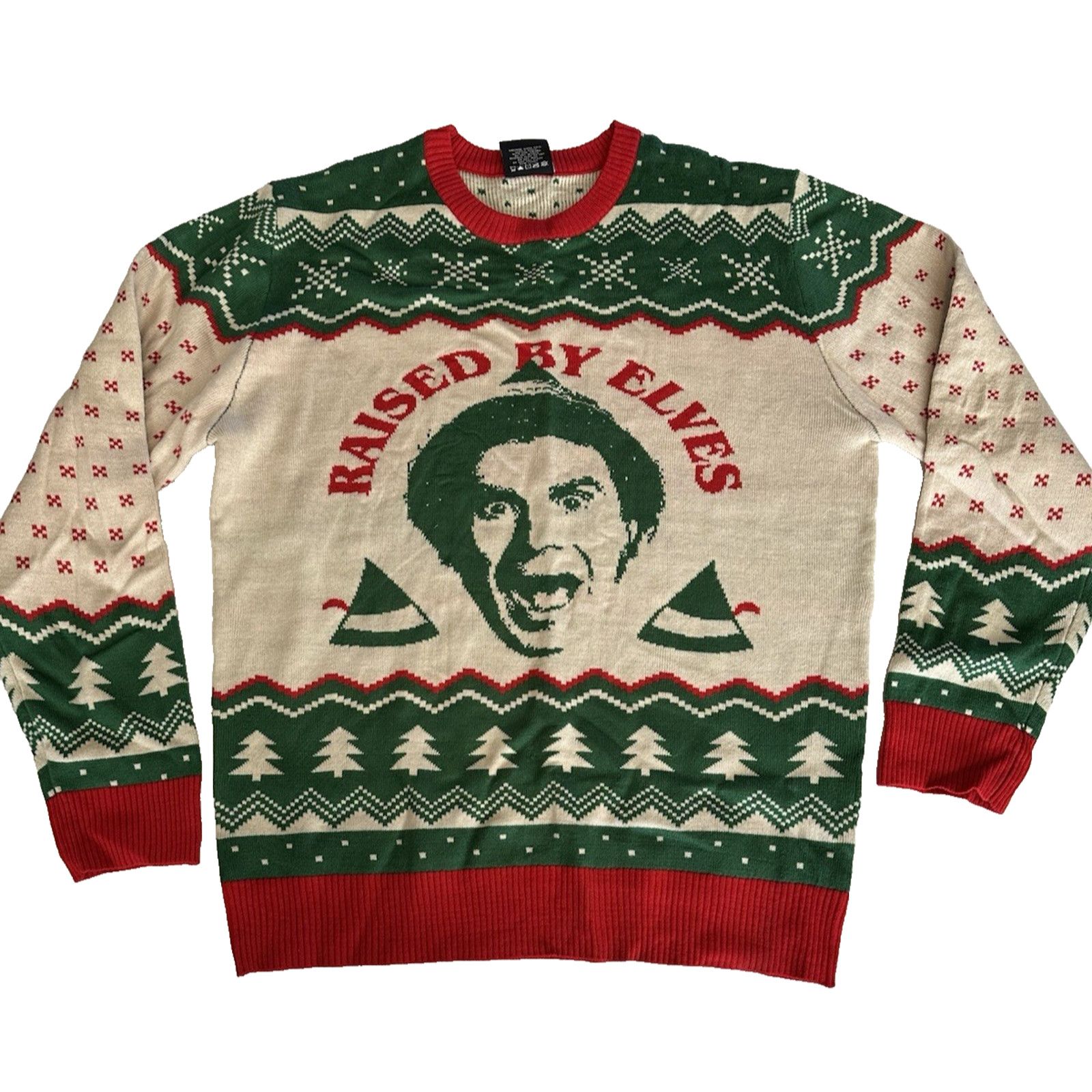 Other ELF Movie-Raised by Elves-Ugly Christmas Sweater Med Green Size US M / EU 48-50 / 2 - 1 Thumbnail