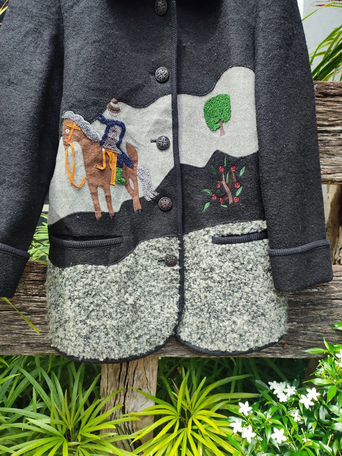 Designer × Vintage Vintage Charming Korea Wool Jacket – Horse Rider Appliqué Size M / US 6-8 / IT 42-44 - 8 Thumbnail
