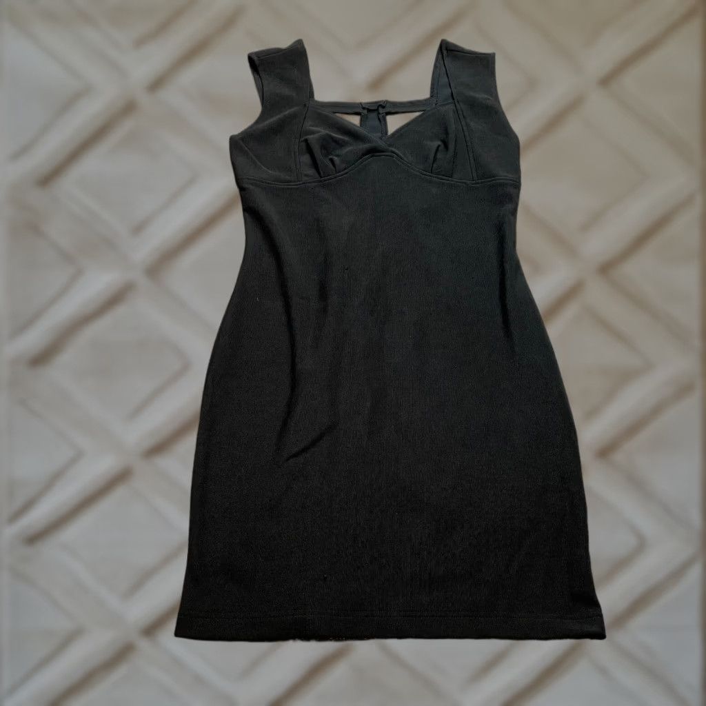 Vintage Newport News Dress Womens 14 Black Sleeveless Criss Cross Neck Midi Solid Size XL / US 12-14 / IT 48-50 - 1 Thumbnail