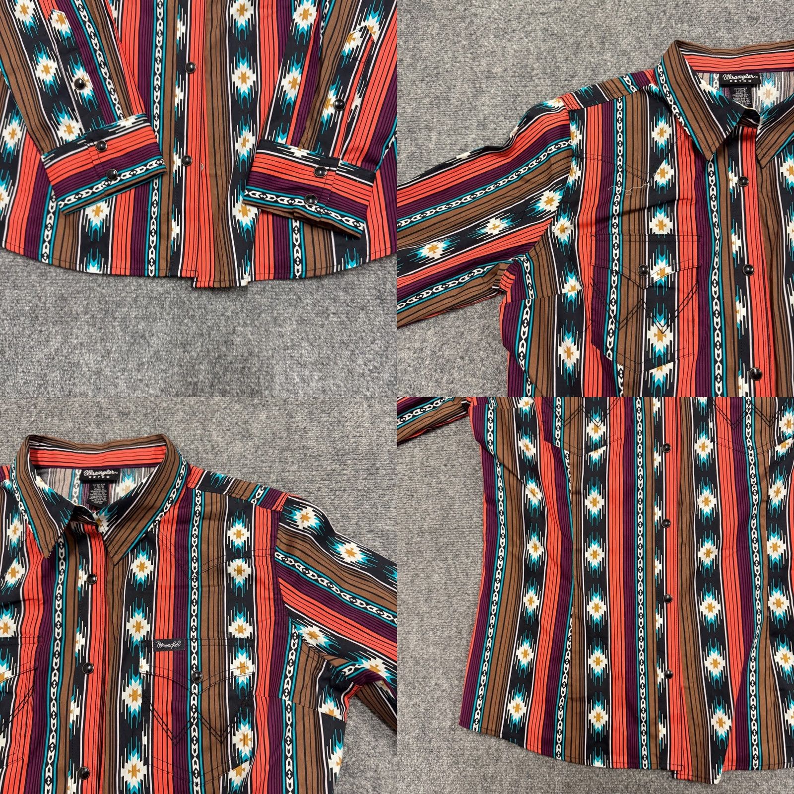 Wrangler Wrangler Dress shirt Women's Large 100% Cotton Multicolor Patterned Native Button Up Retro Size L / US 10 / IT 46 - 8 Thumbnail