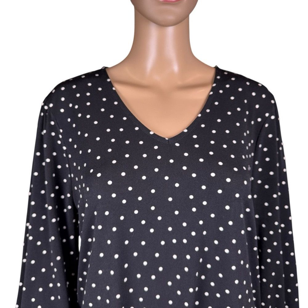 Adrianna Papell Adrianna Papell 3/4 Sleeve V-Neck Polka Dot Blouse Size L Size L / US 10 / IT 46 - 2 Thumbnail