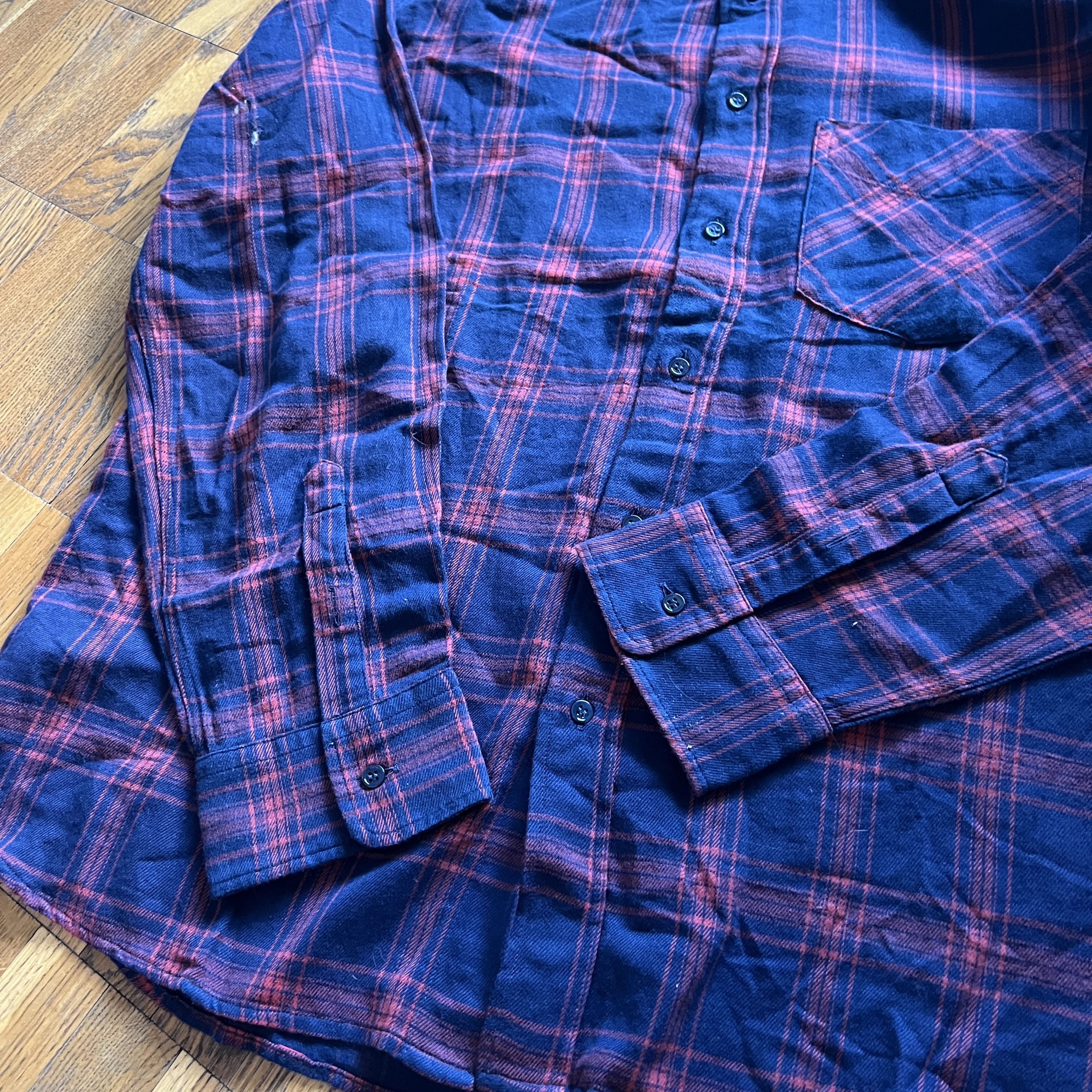 C.O.F. Studio Men's COF STUDIO BD FLANELL Indigo Blue Red Check Shirt Size US L / EU 52-54 / 3 - 7 Thumbnail