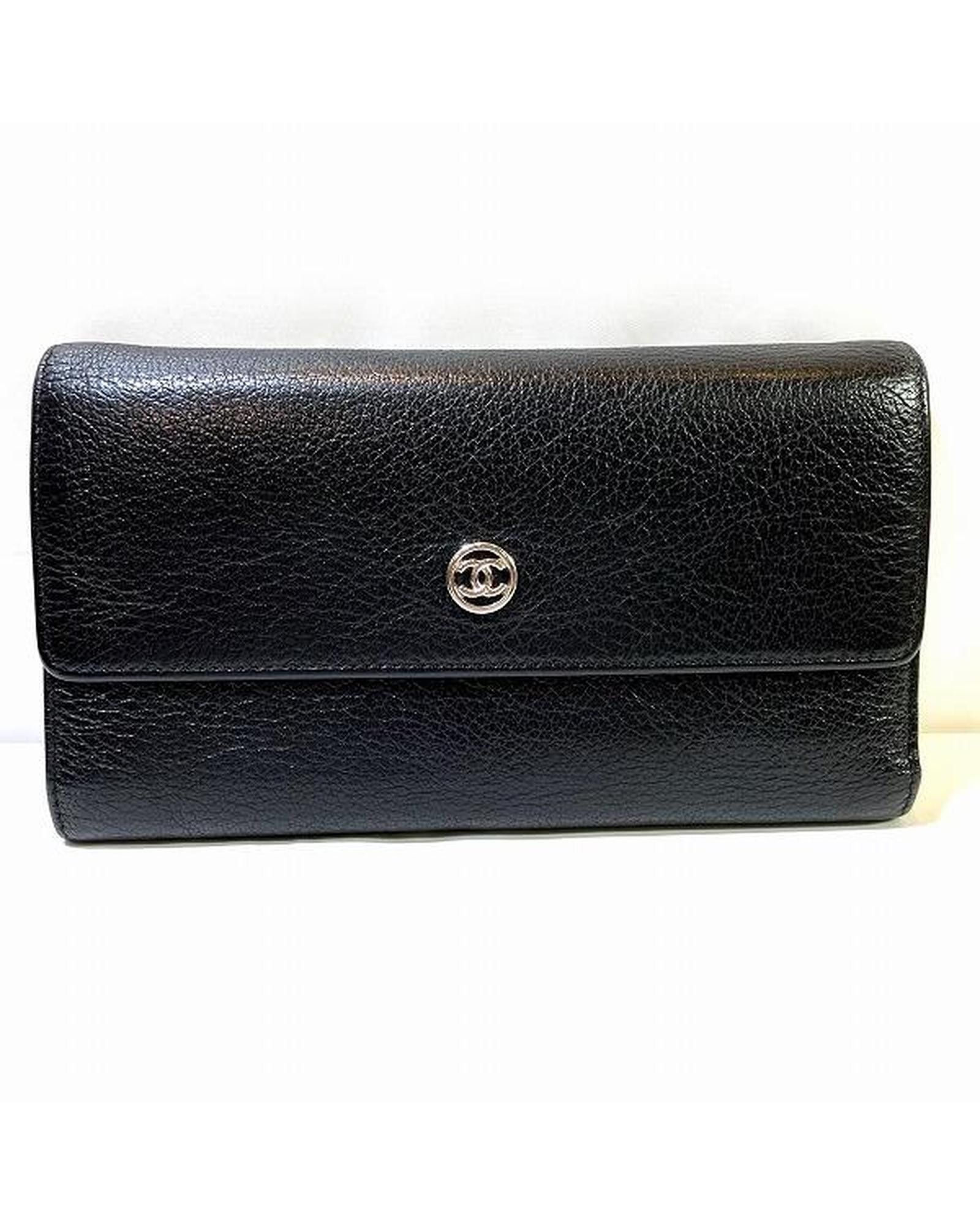 image of Chanel Long Cc Button Wallet - Black, Women's