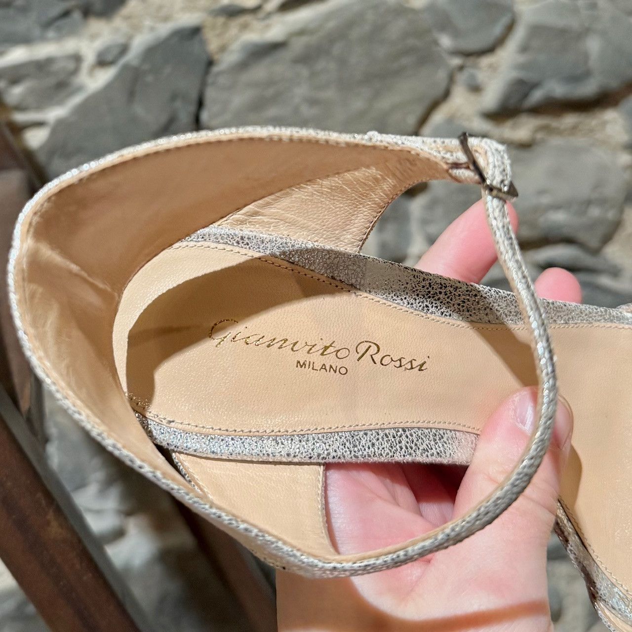 Gianvito Rossi Gianvitto Rossi Silver Metallic Ankle Strap Sandals Size US 8.5 / IT 38.5 - 9 Thumbnail