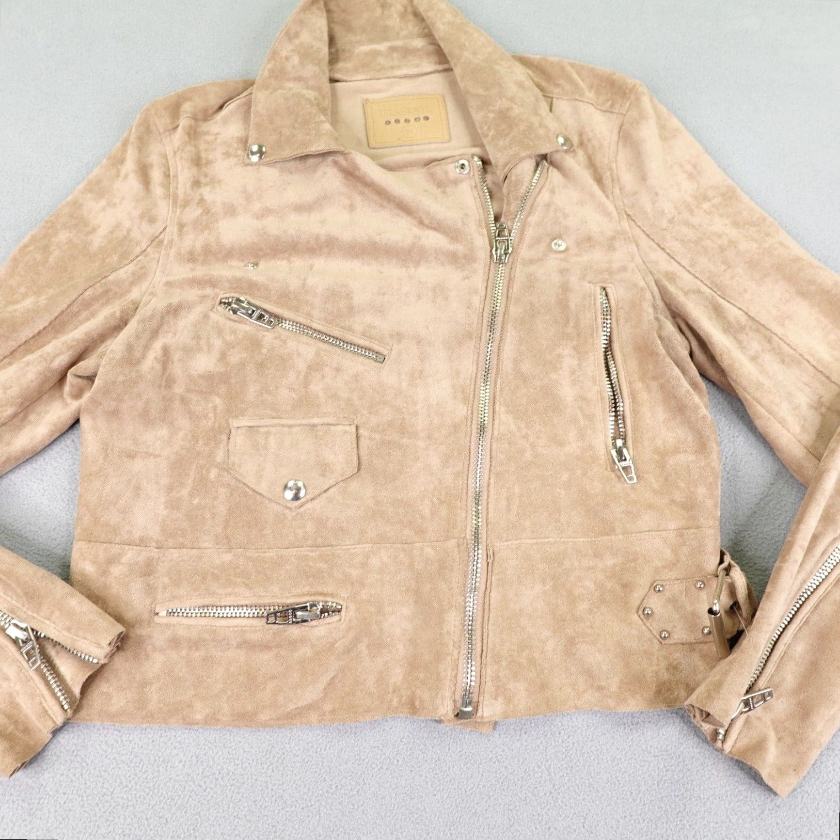 Vintage BLANKNYC Jacket Womens Medium Brown Asymmetrical Moto Poly Suede Short Coat Womens Size 32" / US 10 / IT 46 - 3 Thumbnail