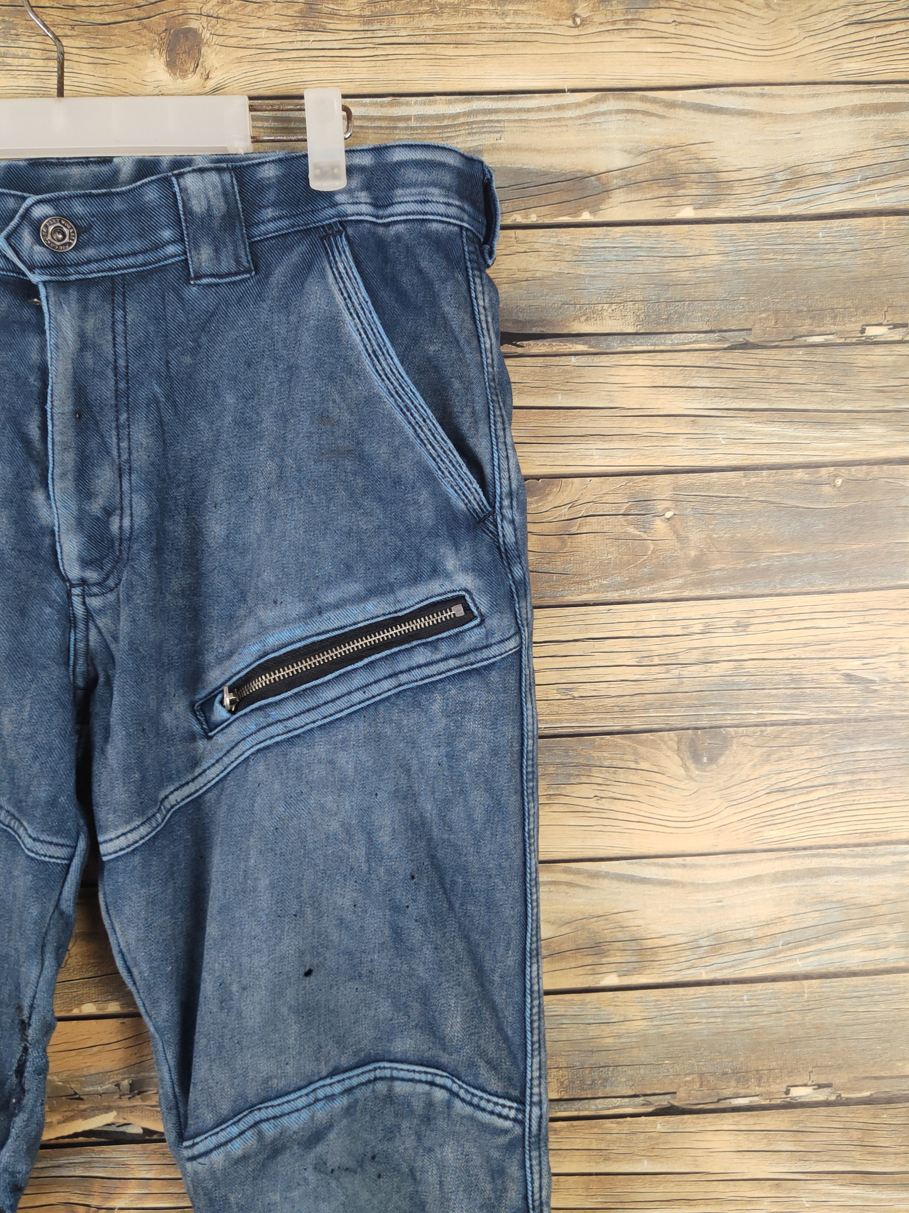 Japanese Brand FieldCore Dark Blue Distressed Ripped Jogger Jeans #W1996 Size US 35 - 6 Thumbnail