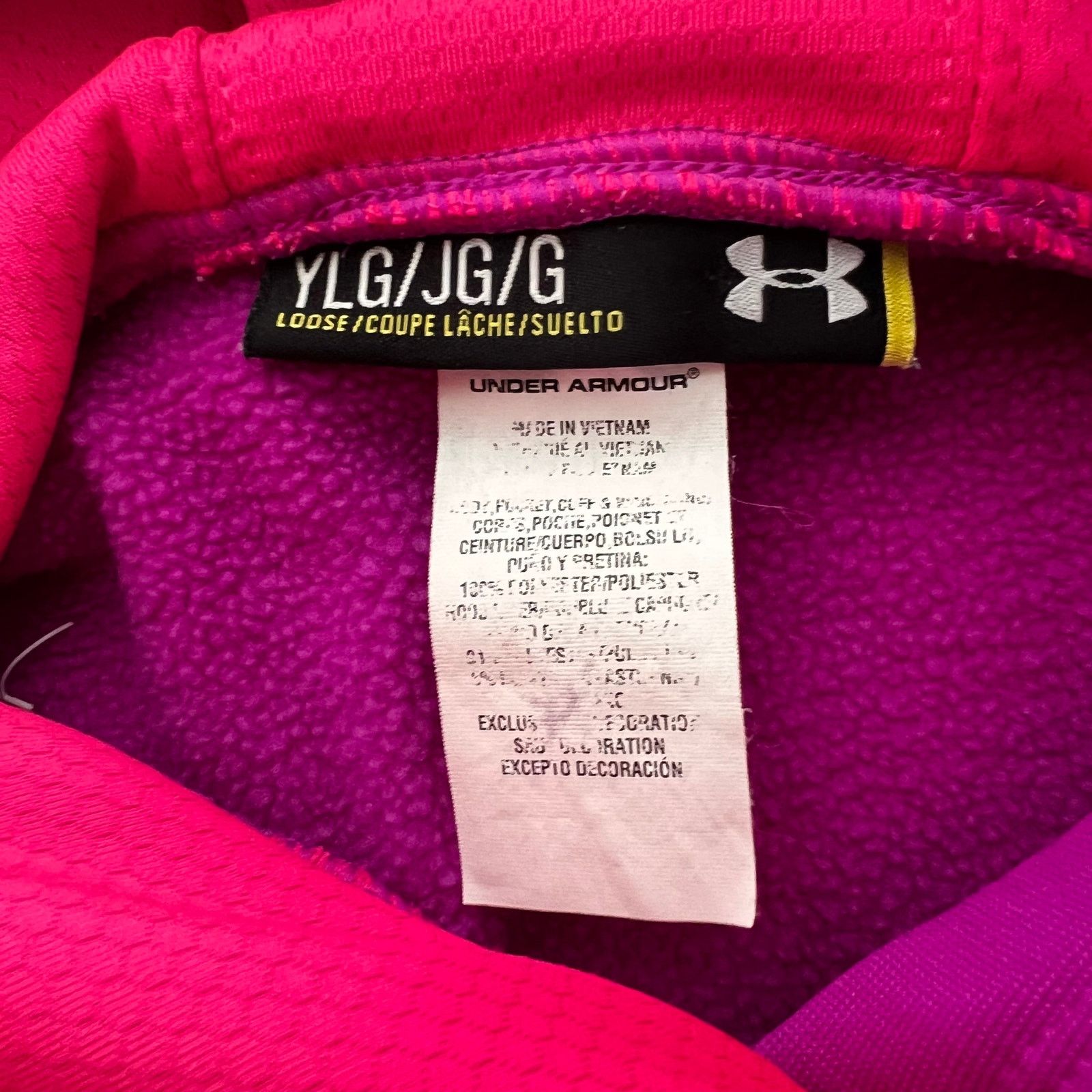 Under Armour Under Armour Pink Girls Youth Fleece Big Logo Hoodie, YLG Size US L / EU 52-54 / 3 - 4 Thumbnail