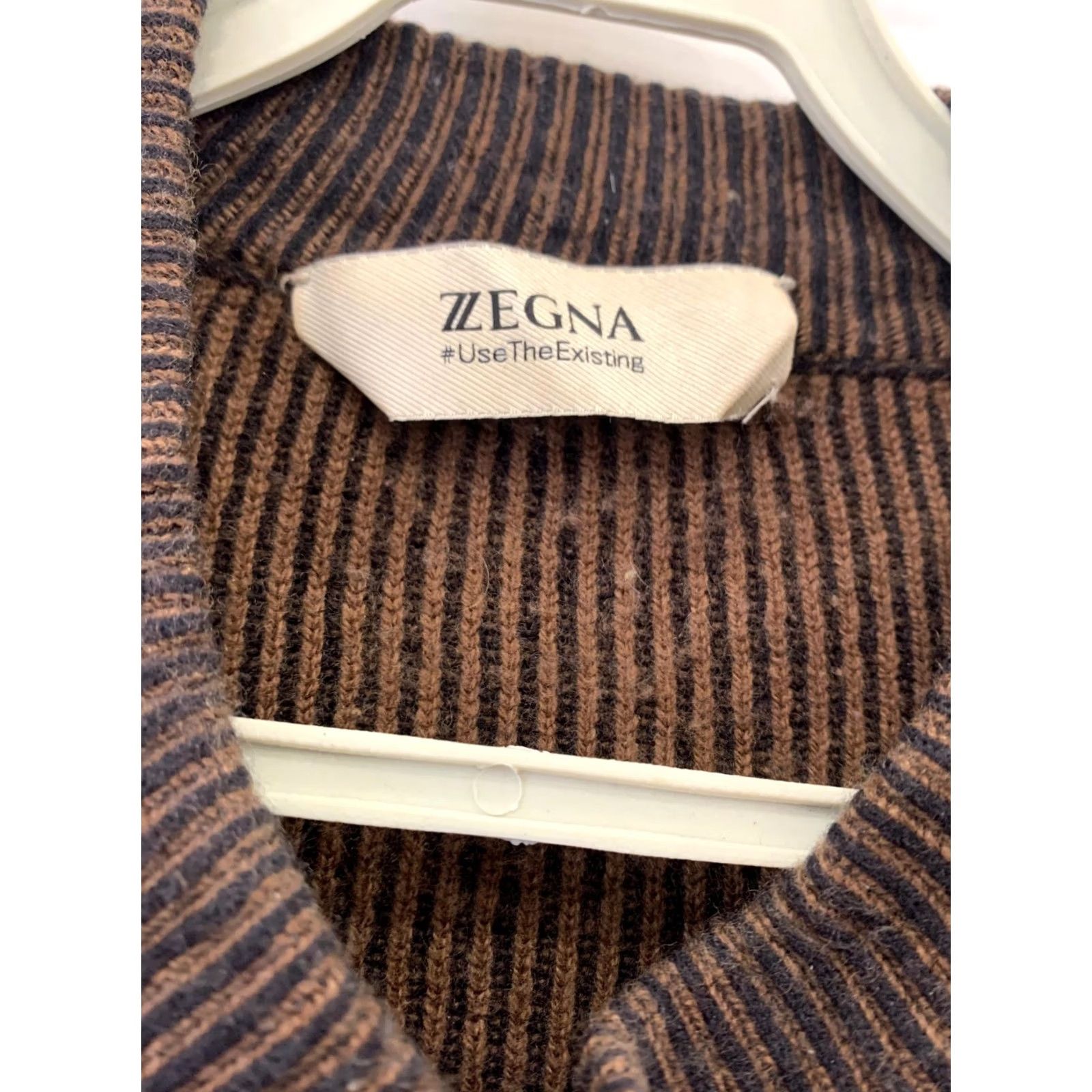 Ermenegildo Zegna Zegna #UseTheExisting Ribbed Crewneck Sweater Men’s XXL Brown Gray Striped Knit Pullover Vintage? No, not specified. Size US XXL / EU 58 / 5 - 2 Thumbnail
