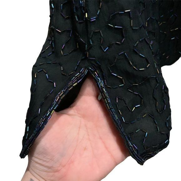 Vintage Vintage 100% Pure Silk Glamourous Hand Beaded Floral Sequine Size M / US 6-8 / IT 42-44 - 2 Thumbnail