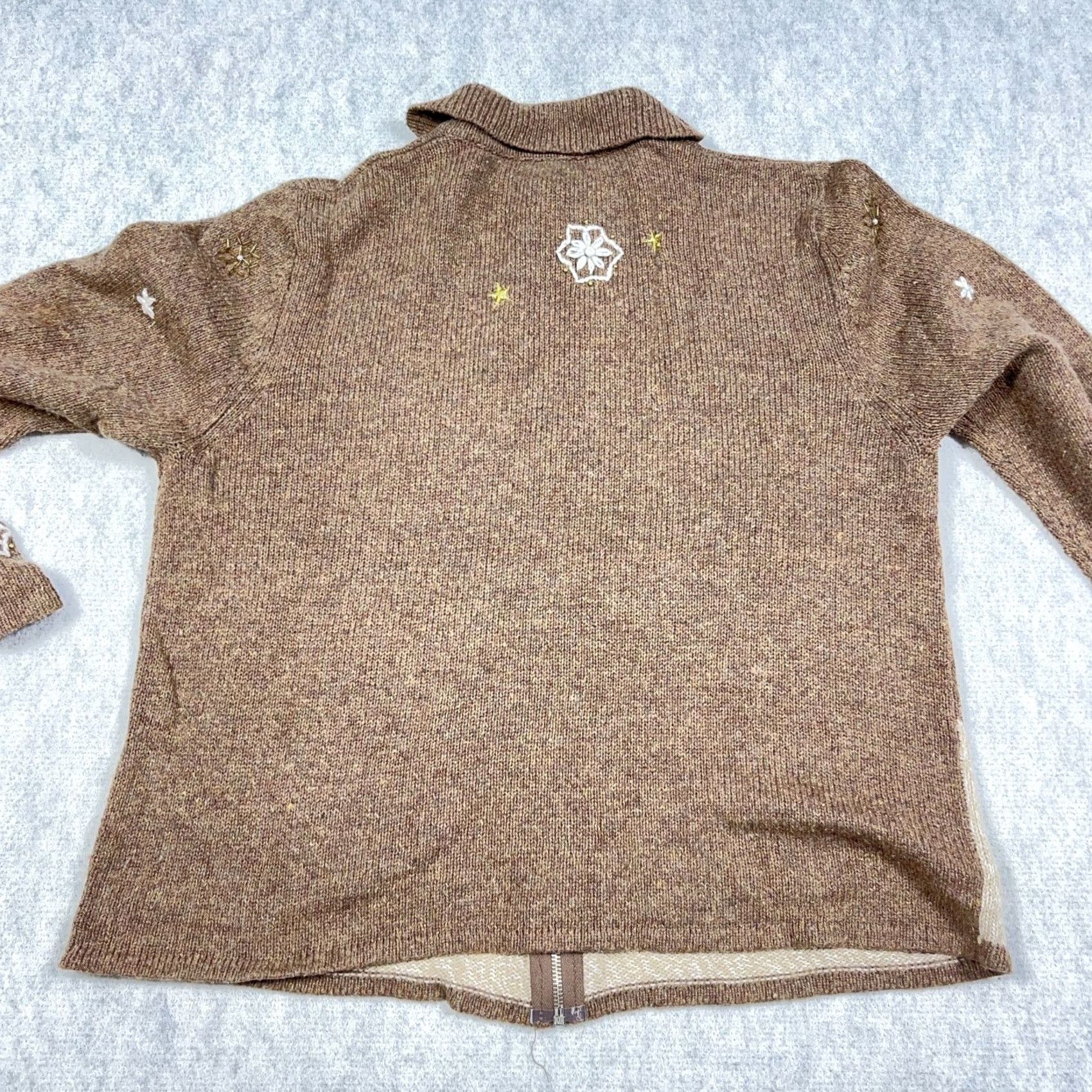 Vintage Vintage Christmas Cardigan Sweater Women M Full Zip Snowman Winter Brown Size M / US 6-8 / IT 42-44 - 6 Thumbnail