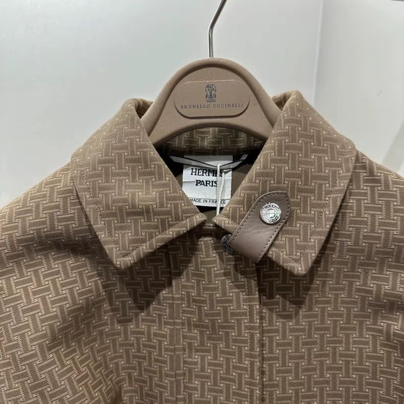 Hermes Hermes 24 Early Spring Dark Patterned H Belted Short Coat Size XXS / US 00 / IT 34 - 6 Thumbnail