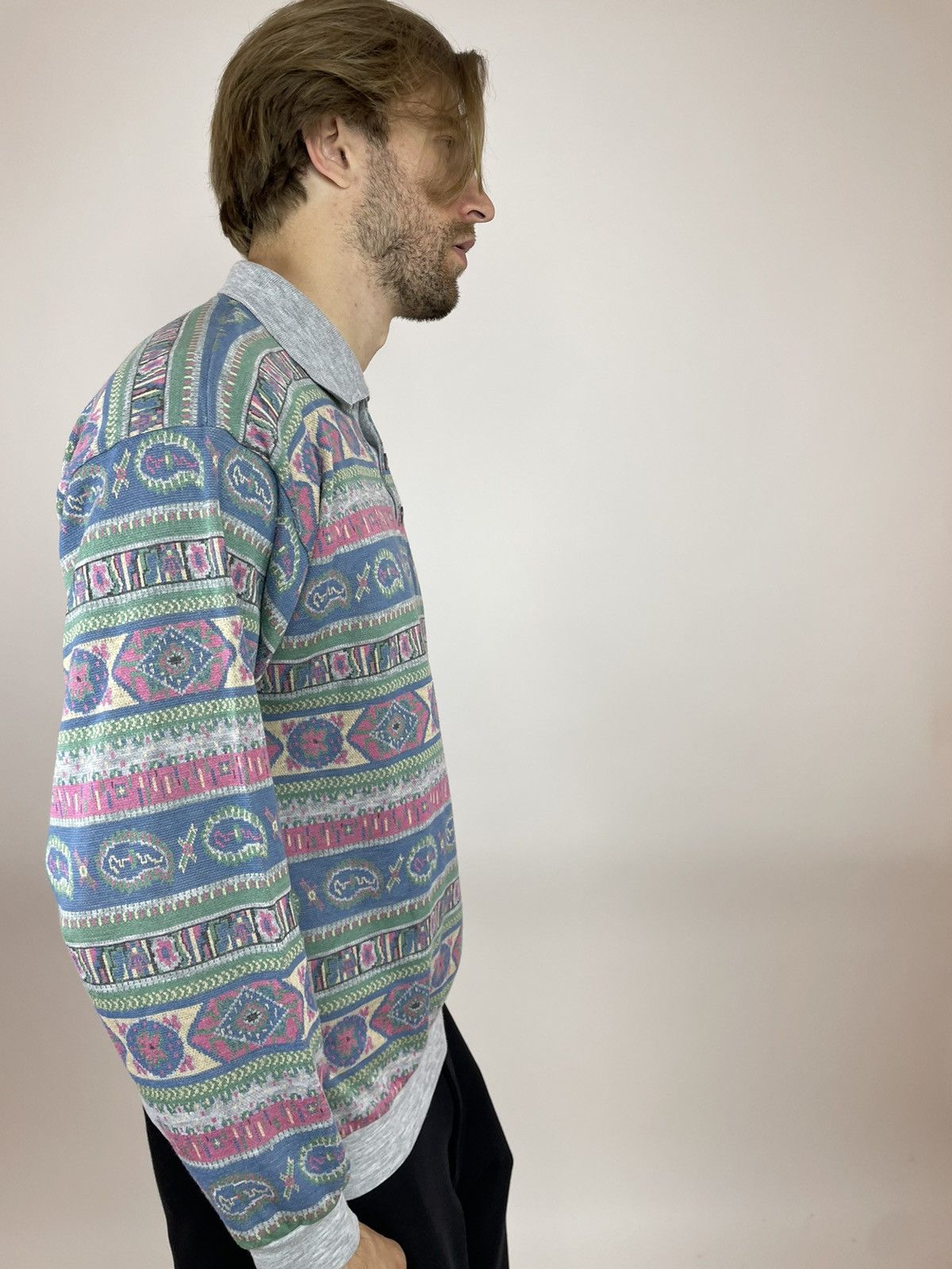 Japanese Brand × Vintage GREEN DUCK Vintage striped polo long sleeve Mens size XL Size US XL / EU 56 / 4 - 6 Thumbnail