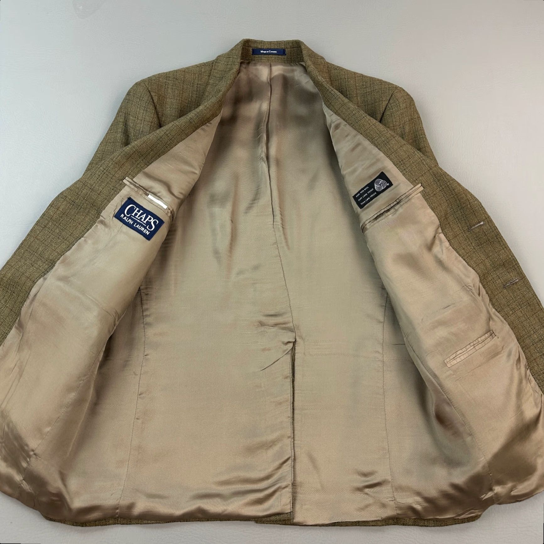 Ralph Lauren VINTAGE Ralph Lauren Chaps Blazer Mens 40R Tan Plaid Lambswool Sport Coat Jacket Size 40R - 6 Thumbnail