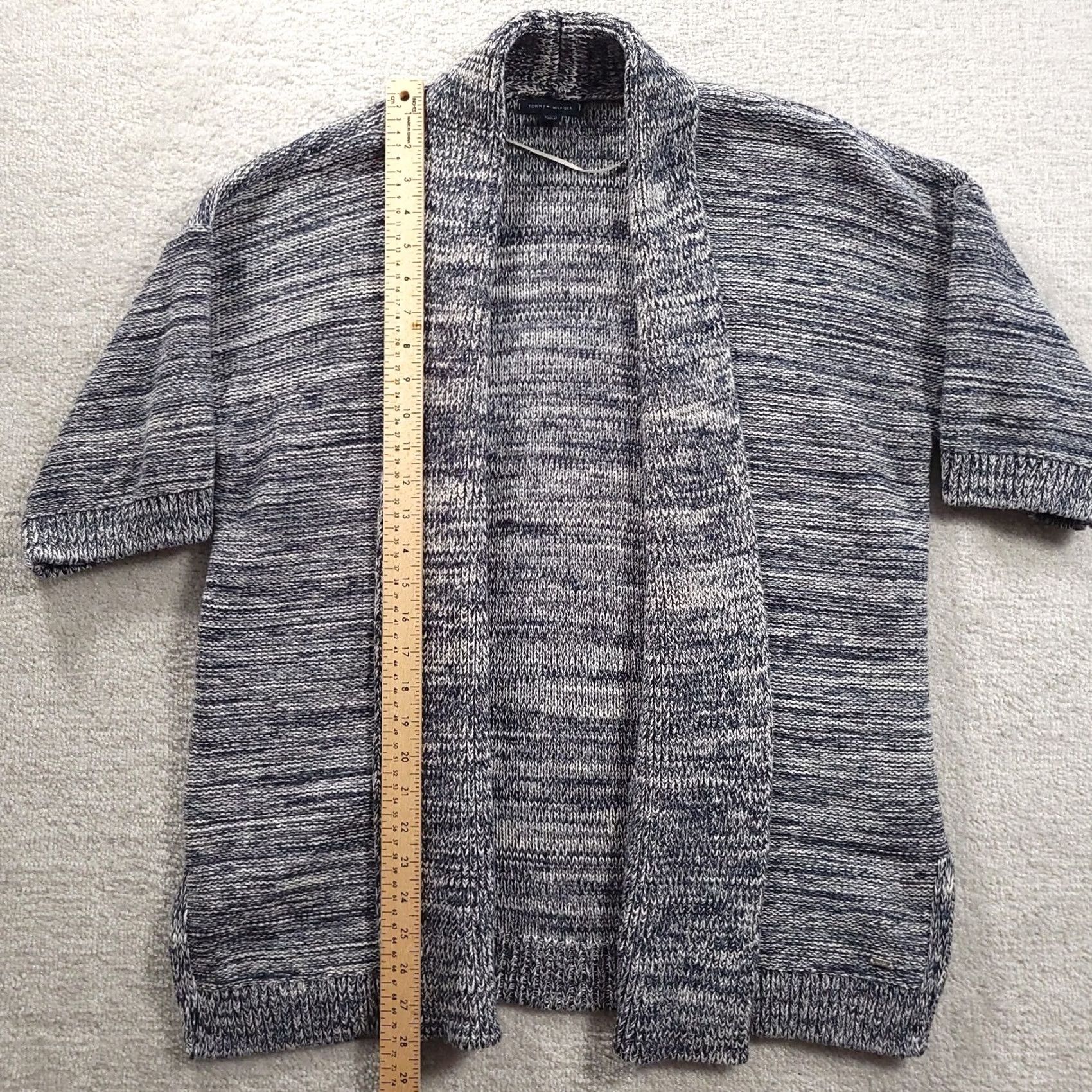 Tommy Hilfiger Tommy Hilfiger Sweater Cardigan Womens M/L Blue Gray Open Front 3/4 Sleeve Heavyweight Knit Size M / US 6-8 / IT 42-44 - 5 Thumbnail